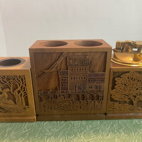 Vintage Lasercraft set of 3 American Walnut Desk Accessories - Picture 12 of 12